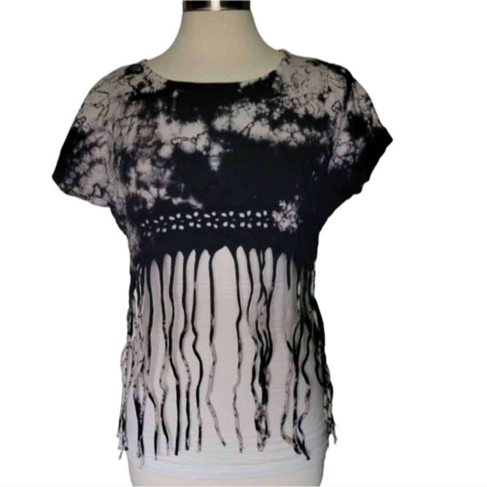American Age - Tie Dye Fringe Crop Top - XS